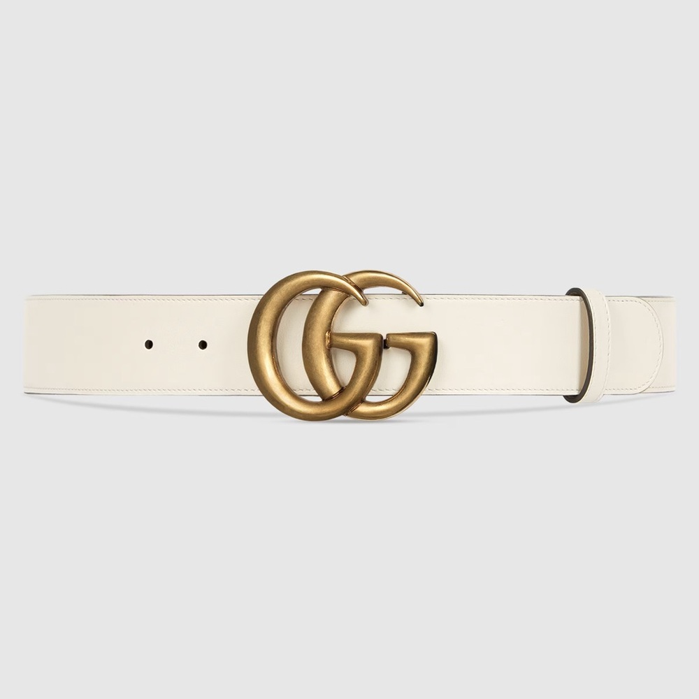 Gucci GG Marmont White Belt